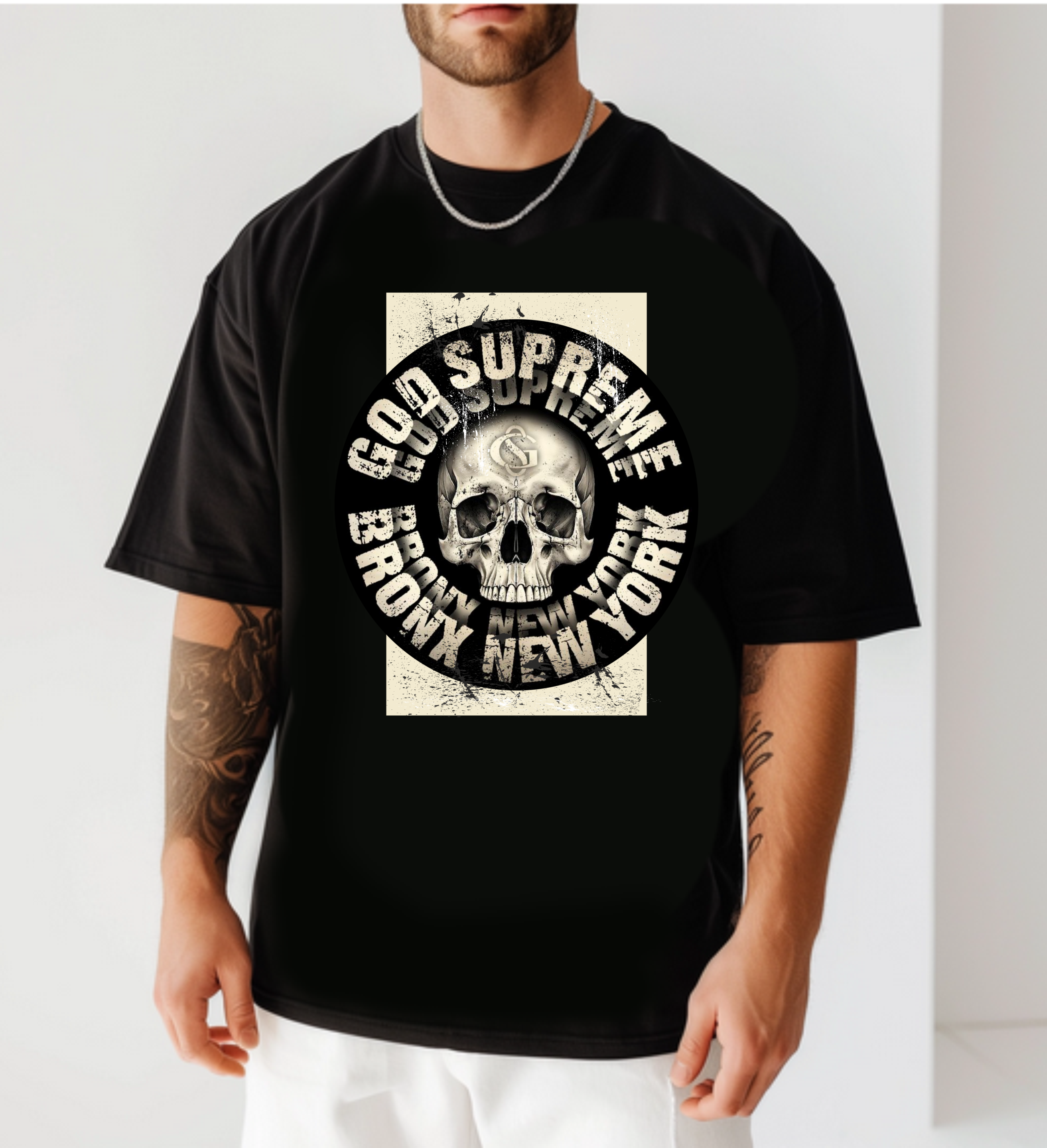 мъжка тениска God Supreme, тениска с текст, мъжка тениска с ДТФ печат, стилна тениска за мъже