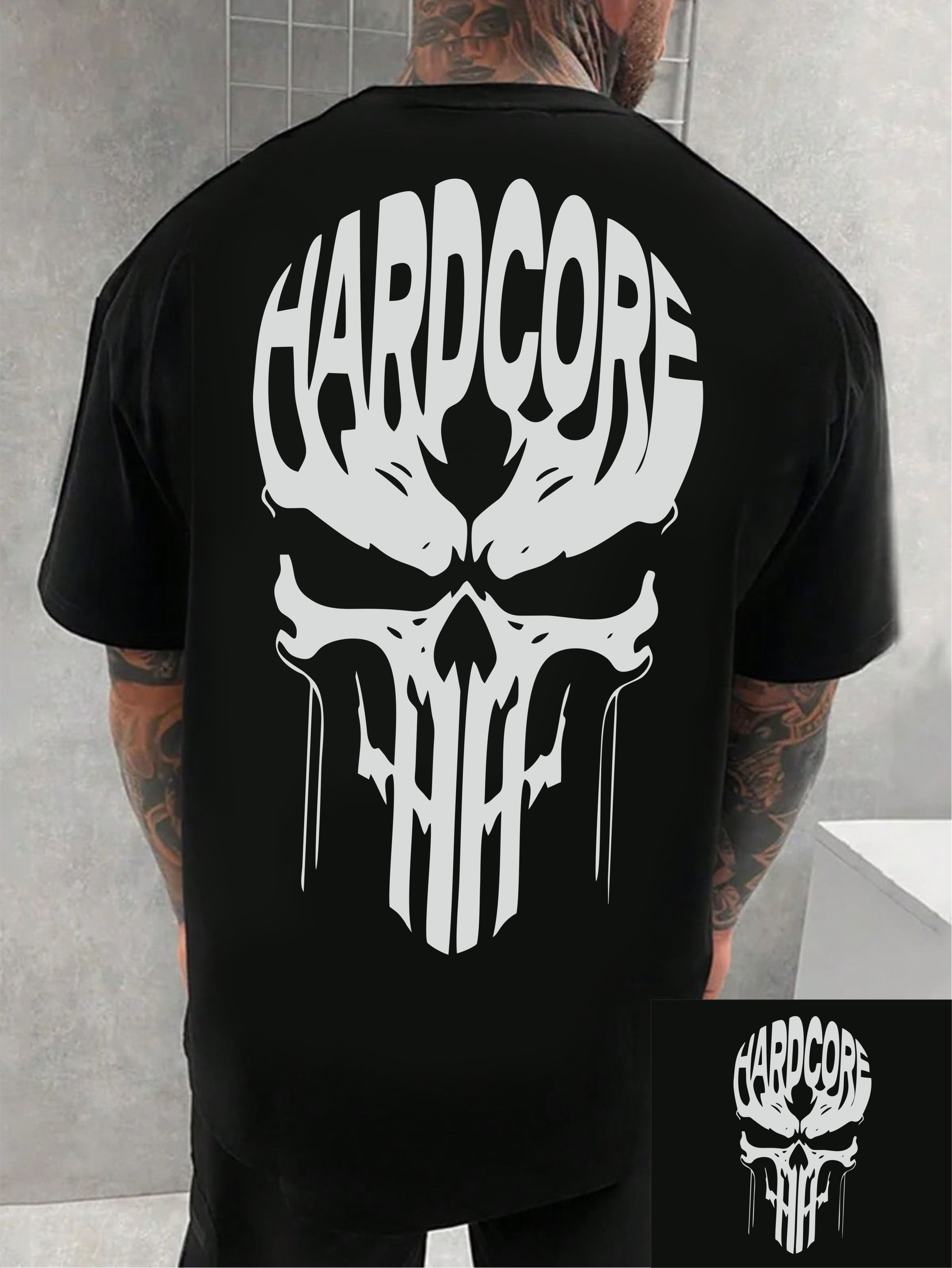 мъжка тениска Hardcore, тениска за активни мъже, стилна мъжка тениска с DTF печат, тениска с изразителен дизайн