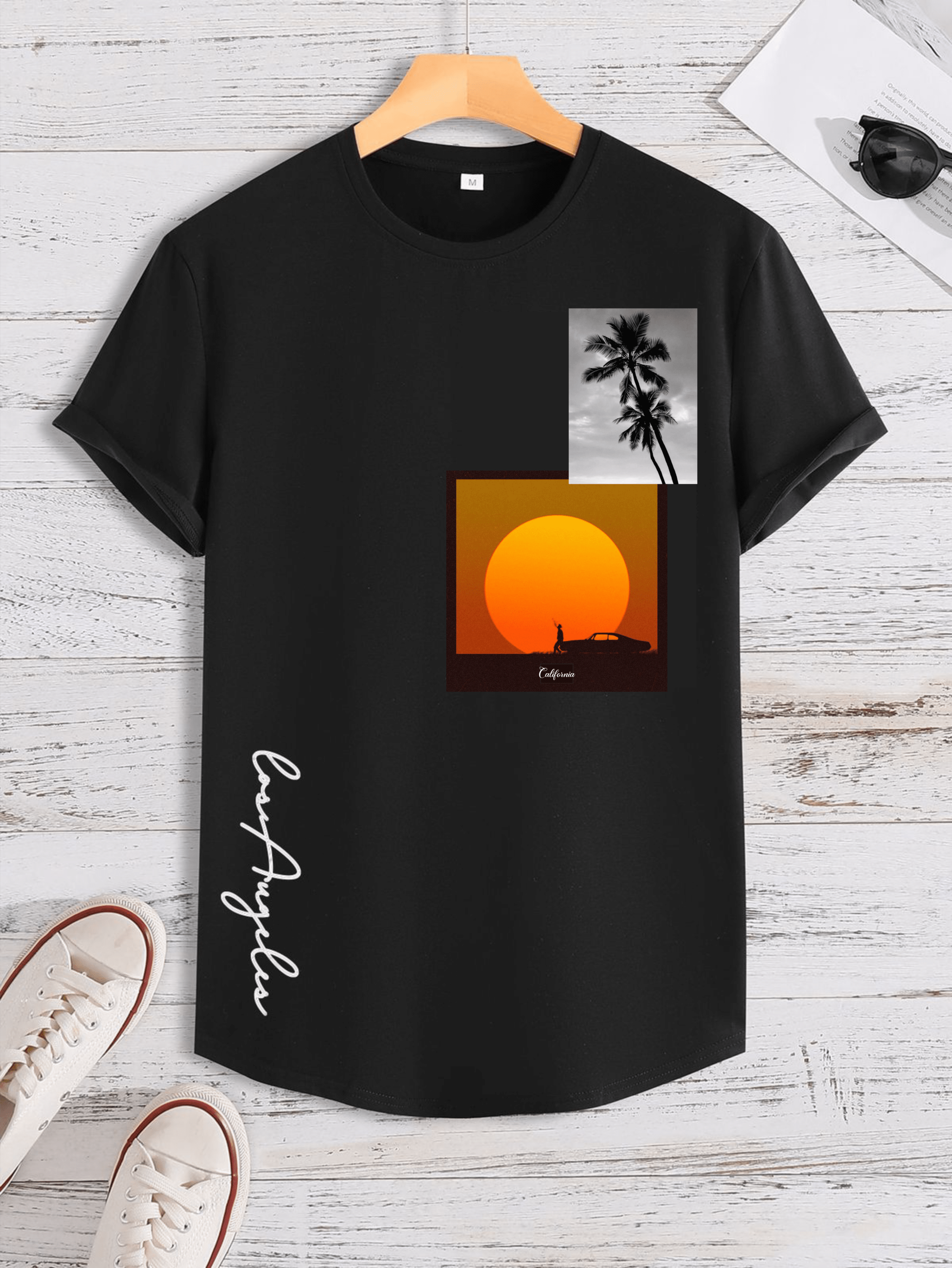 мъжка тениска California, залива и палми, Калифорния тениска, плажна тениска