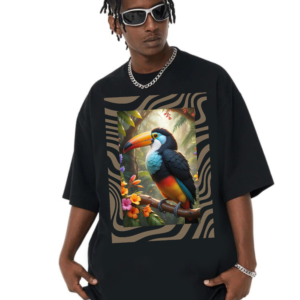 мъжка тениска - Wild Toucan, тениска с тукан, екзотична тениска, тениска с DTF печат, тениска от 100% памук