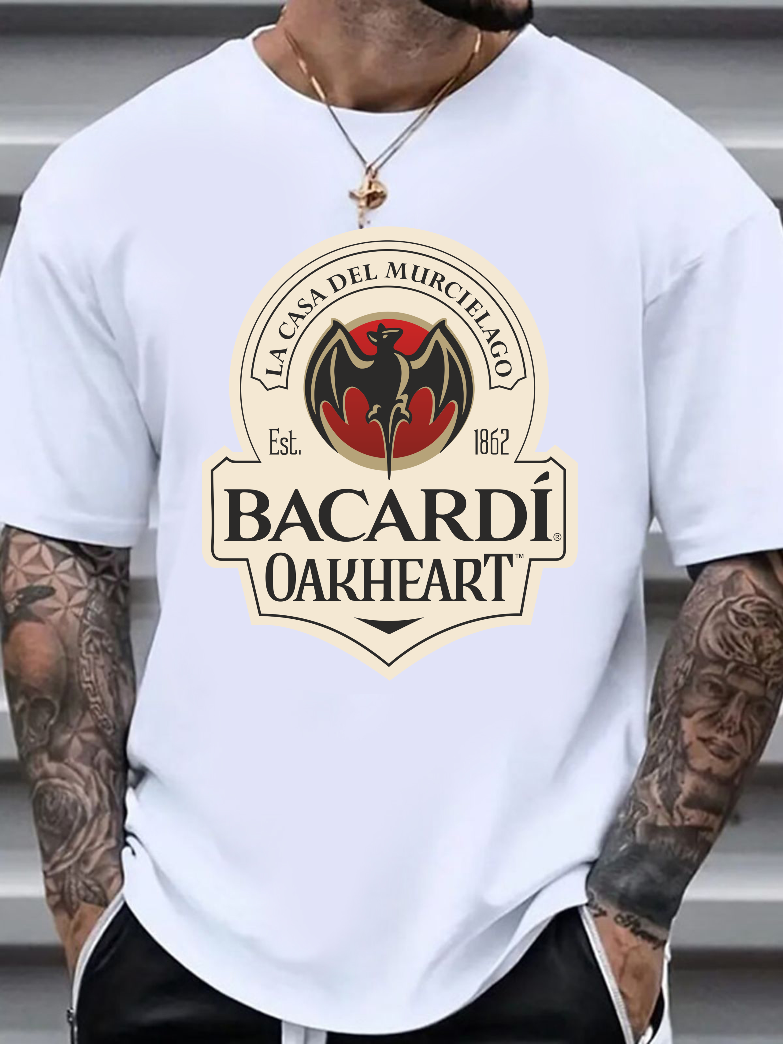 мъжка тениска Bacardi, дизайн Bacardi, класически ром тениска