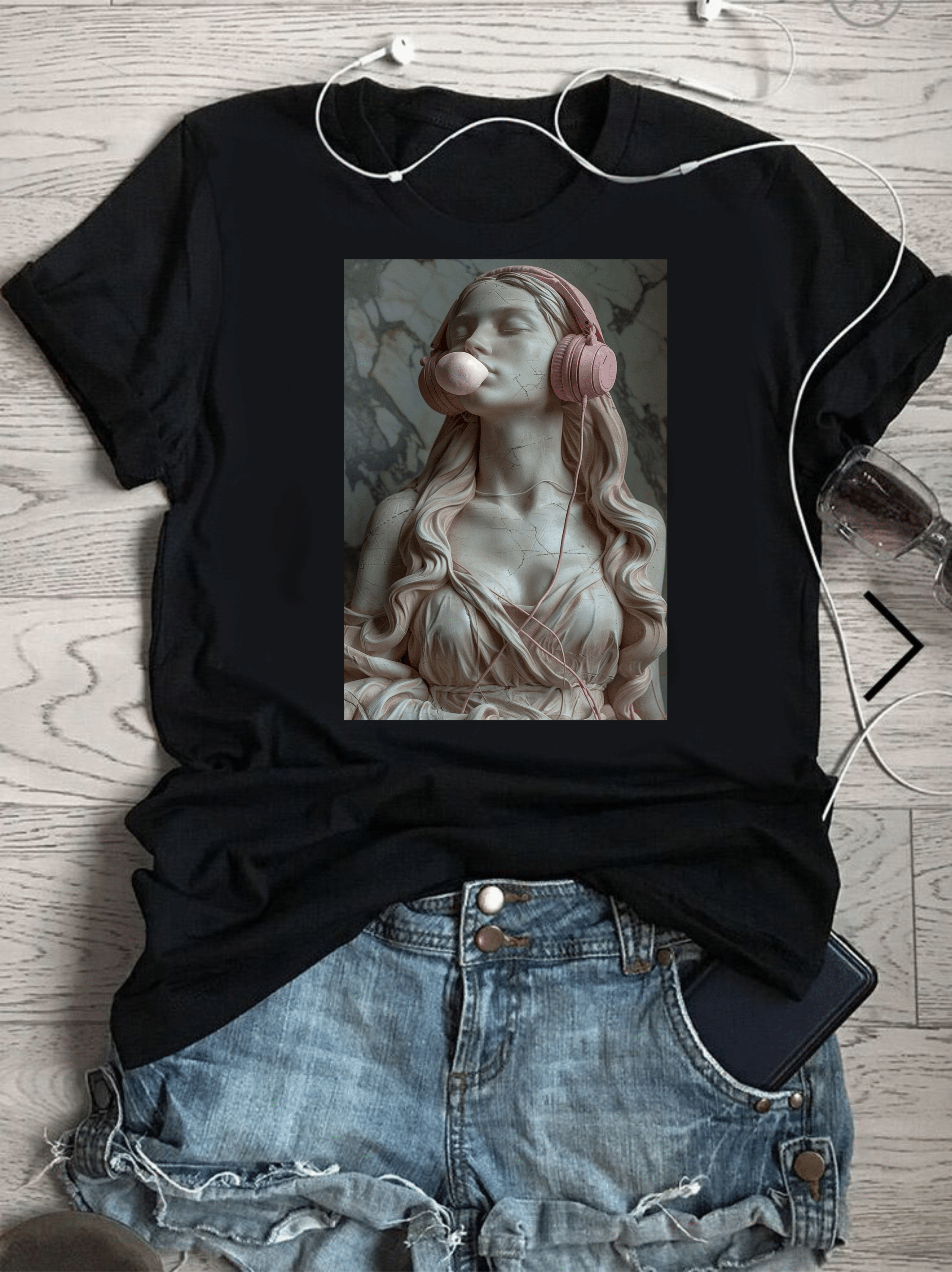 тениска балон и ритъм, тениска с музикален дизайн, тениска с дъвка, стилна тениска с ритъм, 100% качествен памук