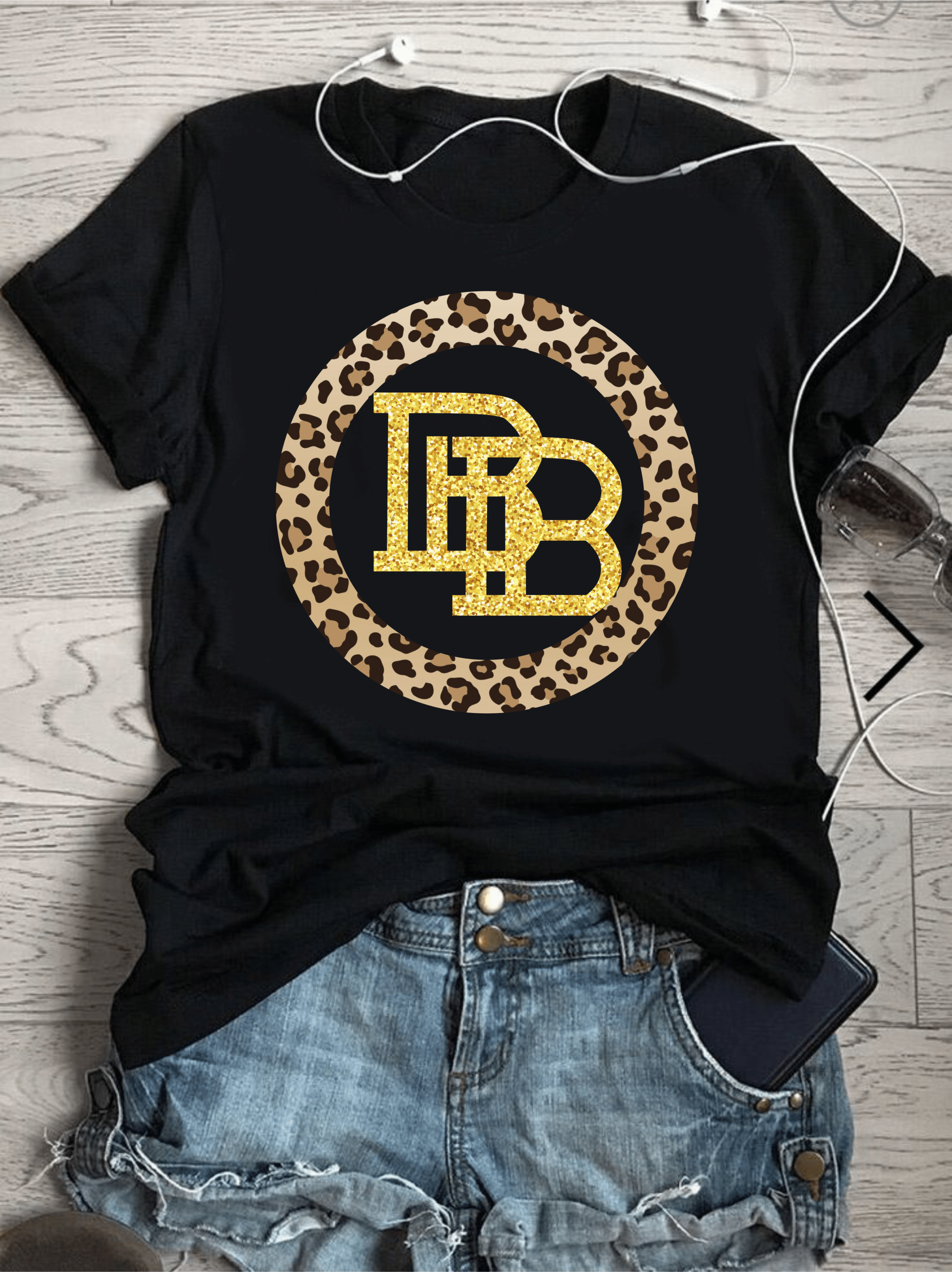 тениска леопардов BB принт, DTF печат тениска, леопардов принт, тениска с принт, стилна тениска, персонализирана тениска, 100% качествен памук