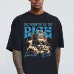 мъжка тениска Born to be Rich, стилен дизайн, уверена тениска, амбициозен стил