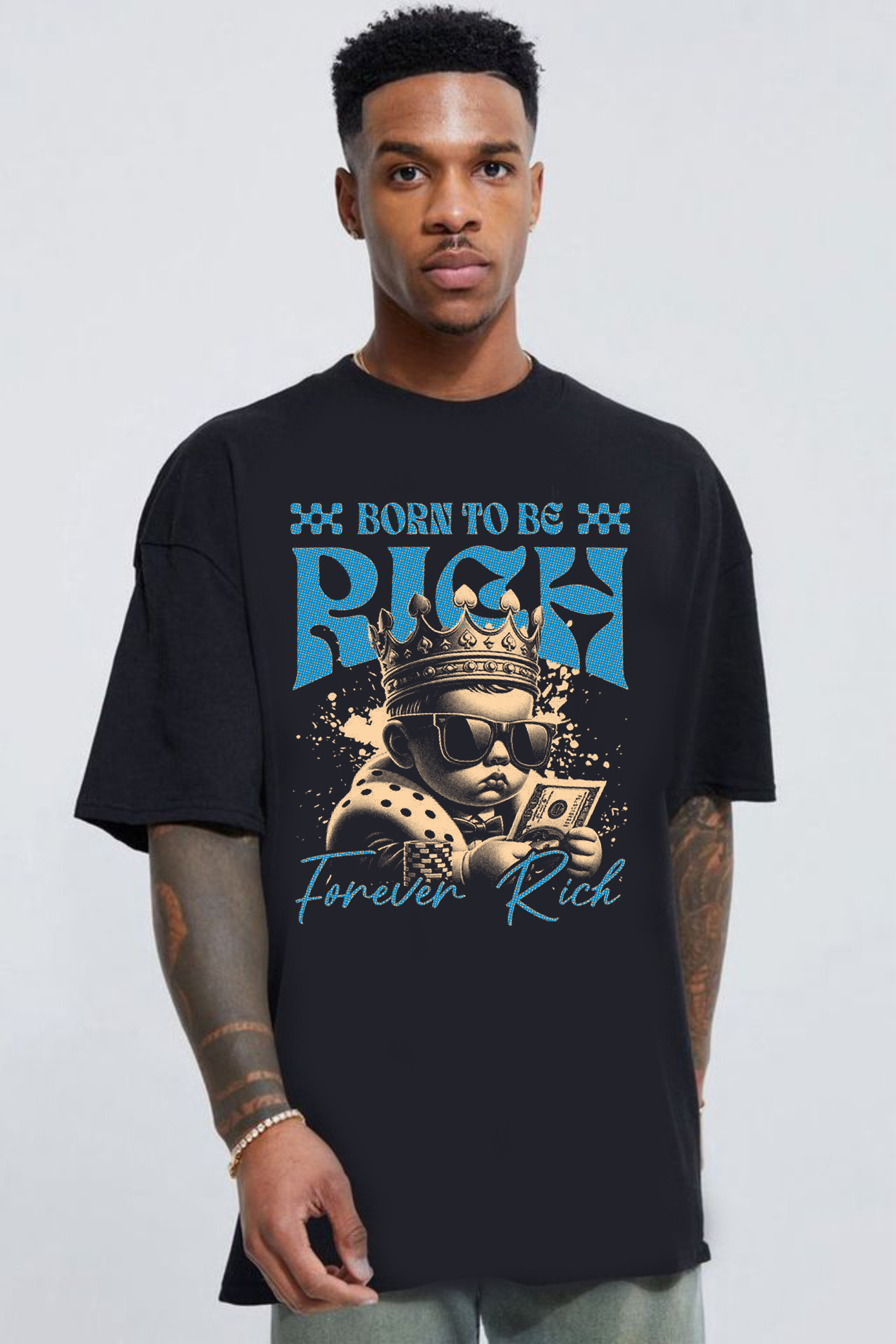 мъжка тениска Born to be Rich, стилен дизайн, уверена тениска, амбициозен стил