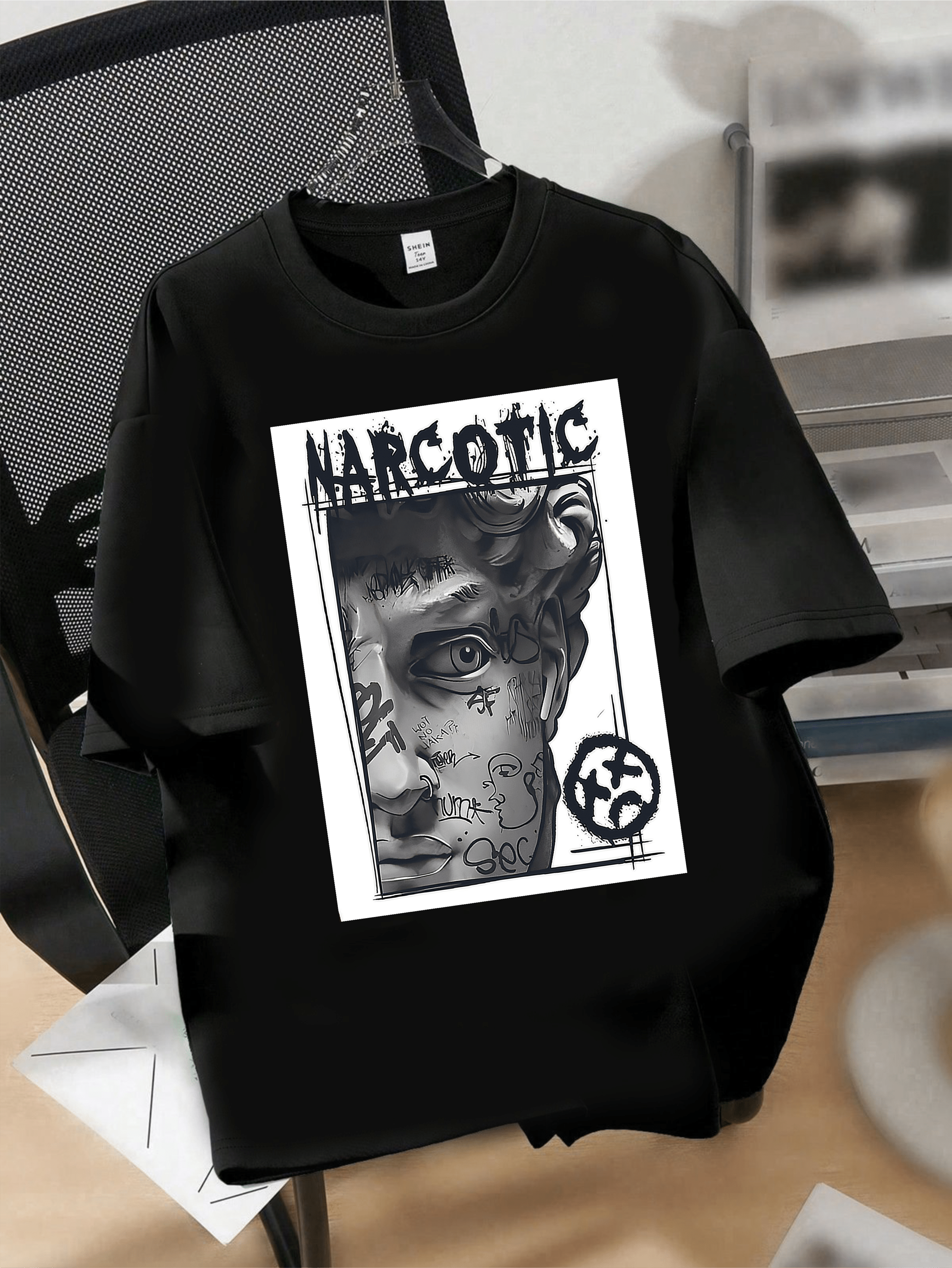мъжка тениска Narcotic, мъжка тениска със смел надпис, модна тениска за мъже, DTF печат