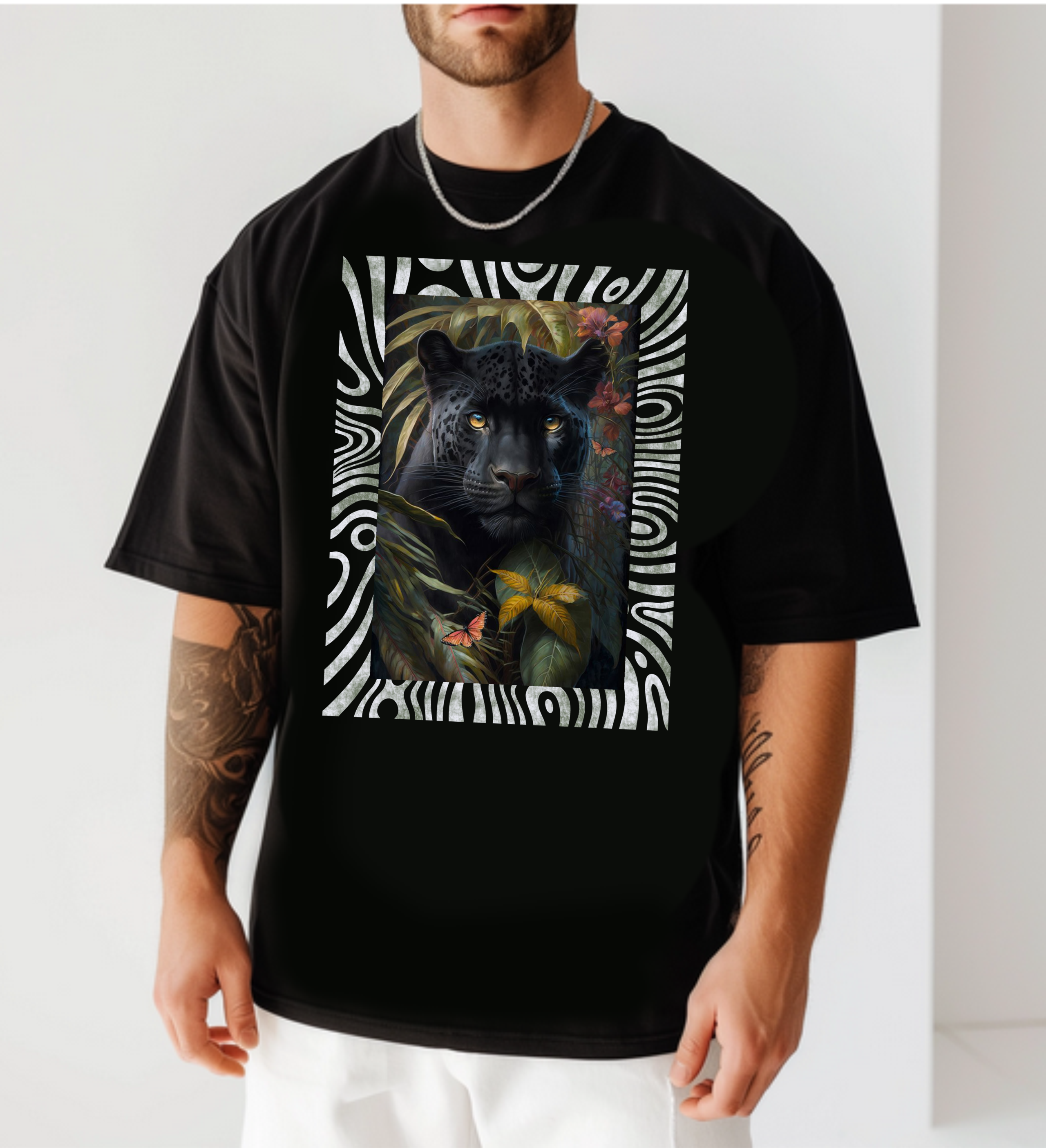 мъжка тениска - Panther, тениска с пантера, тениска с DTF печат, тениска от 100% памук, удобна мъжка тениска
