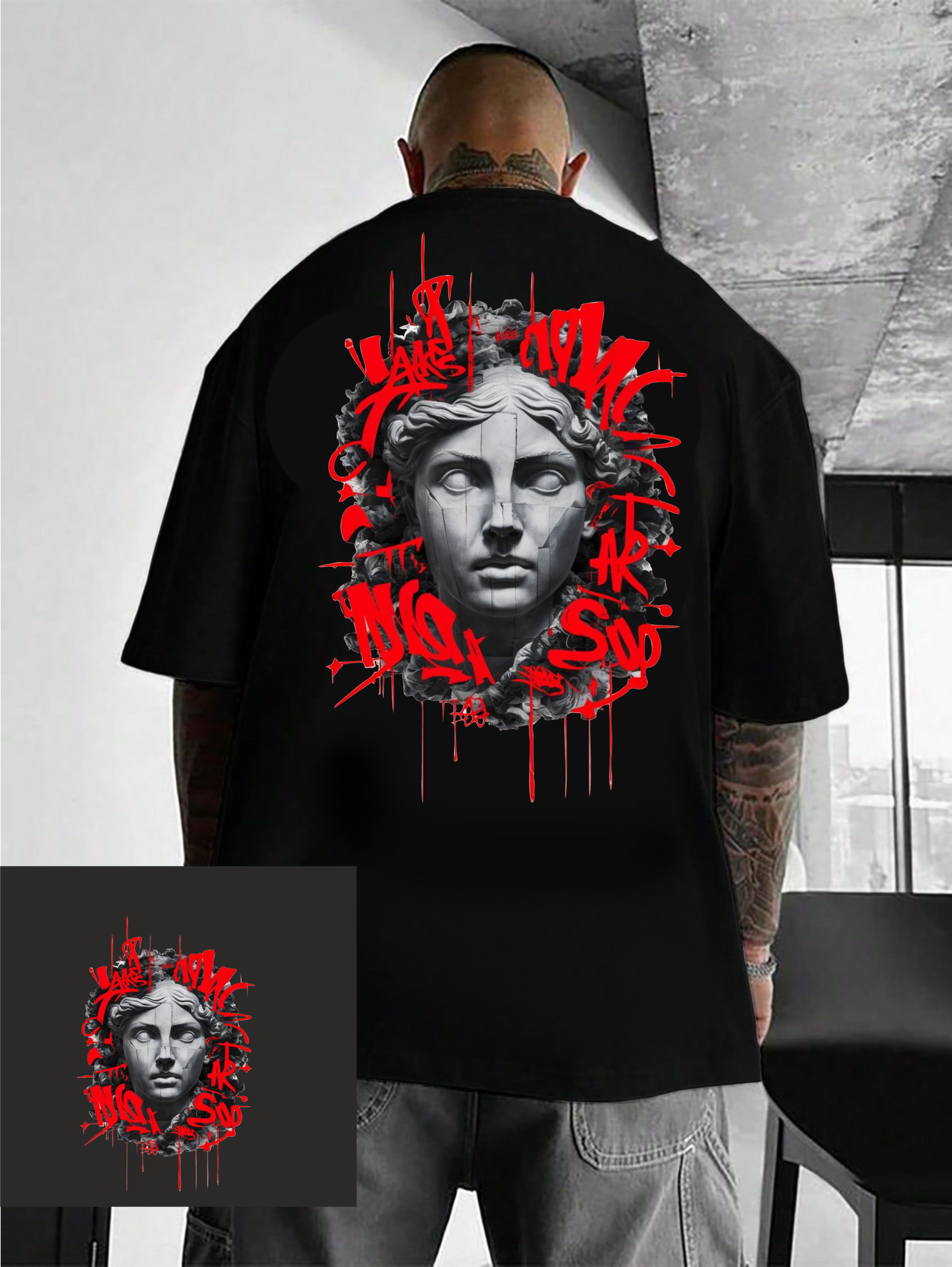 мъжка тениска - Medusa, тениска с Медуза, тениска с DTF печат, тениска от 100% памук, удобна мъжка тениска