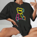 тениска colored bear, DTF печат тениска, тениска с цветна мечка, персонализирана тениска, 100% качествен памук, забавна тениска