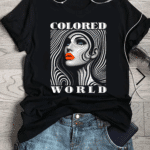 тениска colored world, DTF печат тениска, тениска с цветна щампа, персонализирана тениска, 100% качествен памук, модерна тениска