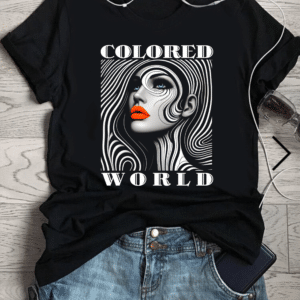 тениска colored world, DTF печат тениска, тениска с цветна щампа, персонализирана тениска, 100% качествен памук, модерна тениска