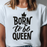 тениска born to be queen, DTF печат тениска, тениска за жени, персонализирана тениска, 100% памук, стилна тениска