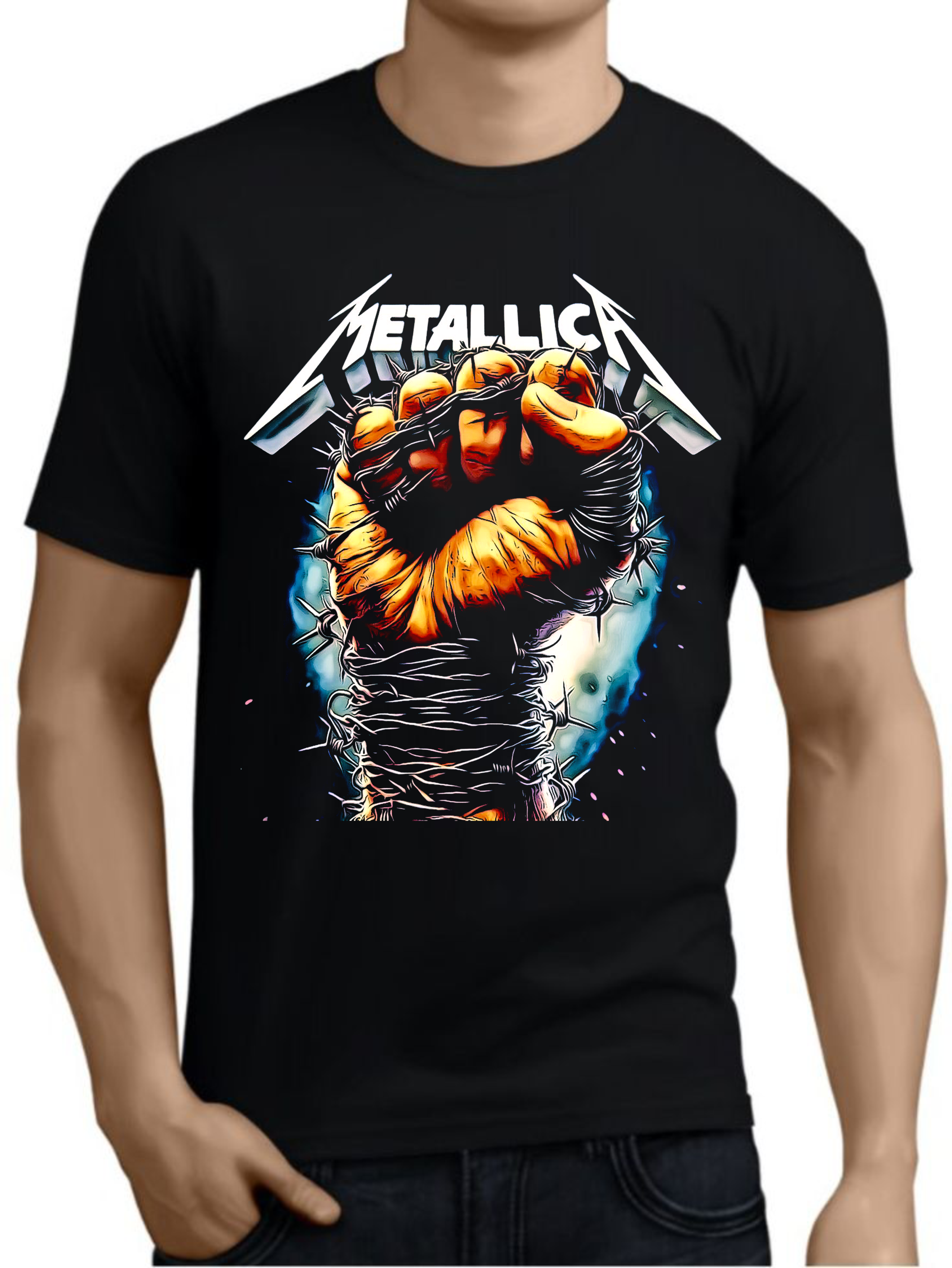 мъжка тениска - Metalica, тениска с Metallica, тениска с DTF печат, тениска от 100% памук, удобна мъжка тениска