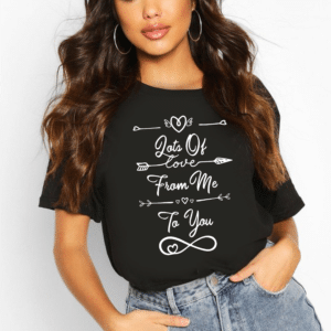тениска lots of love, DTF печат тениска, тениска с любов, персонализирана тениска, 100% памук, тениска с позитивно послание