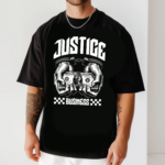мъжка тениска - Justice Business, тениска с послание за правосъдие, тениска с DTF печат, тениска от 100% памук, удобна мъжка тениска