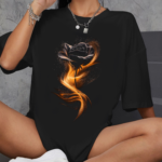 тениска Gold Rose, дамска тениска с роза, златна роза, 100% памучна тениска, елегантна тениска