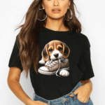 тениска Dog, дамска тениска с куче, 100% памучна тениска, тениска за любители на кучета, щампа с куче