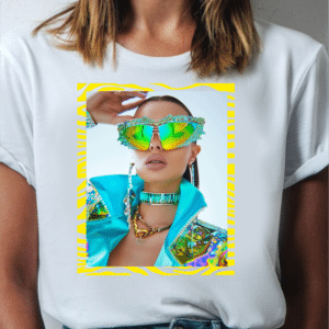 тениска White Artcraft, дамска тениска с арт щампа, бяла тениска, тениска с артистичен дизайн, 100% памучна тениска