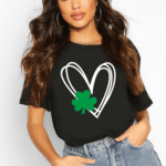 тениска Lucky Heart, дамска тениска със сърце, 100% памучна тениска, тениска с щампа сърце, стилна тениска