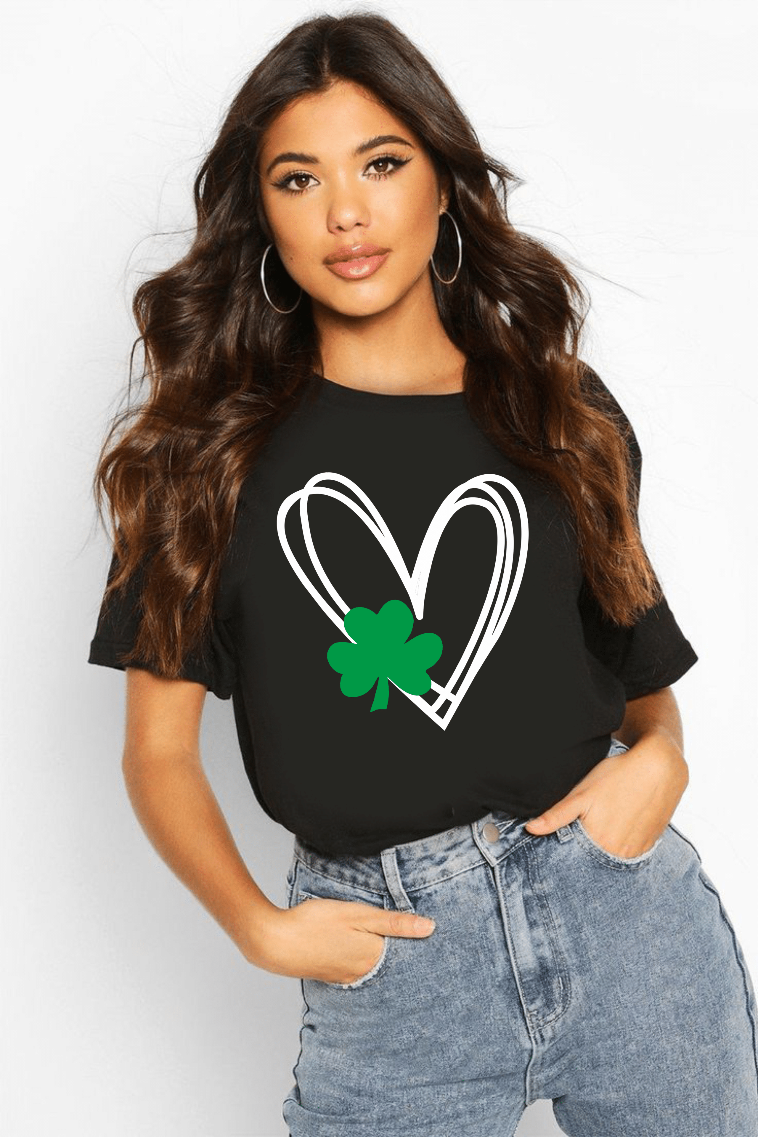 тениска Lucky Heart, дамска тениска със сърце, 100% памучна тениска, тениска с щампа сърце, стилна тениска