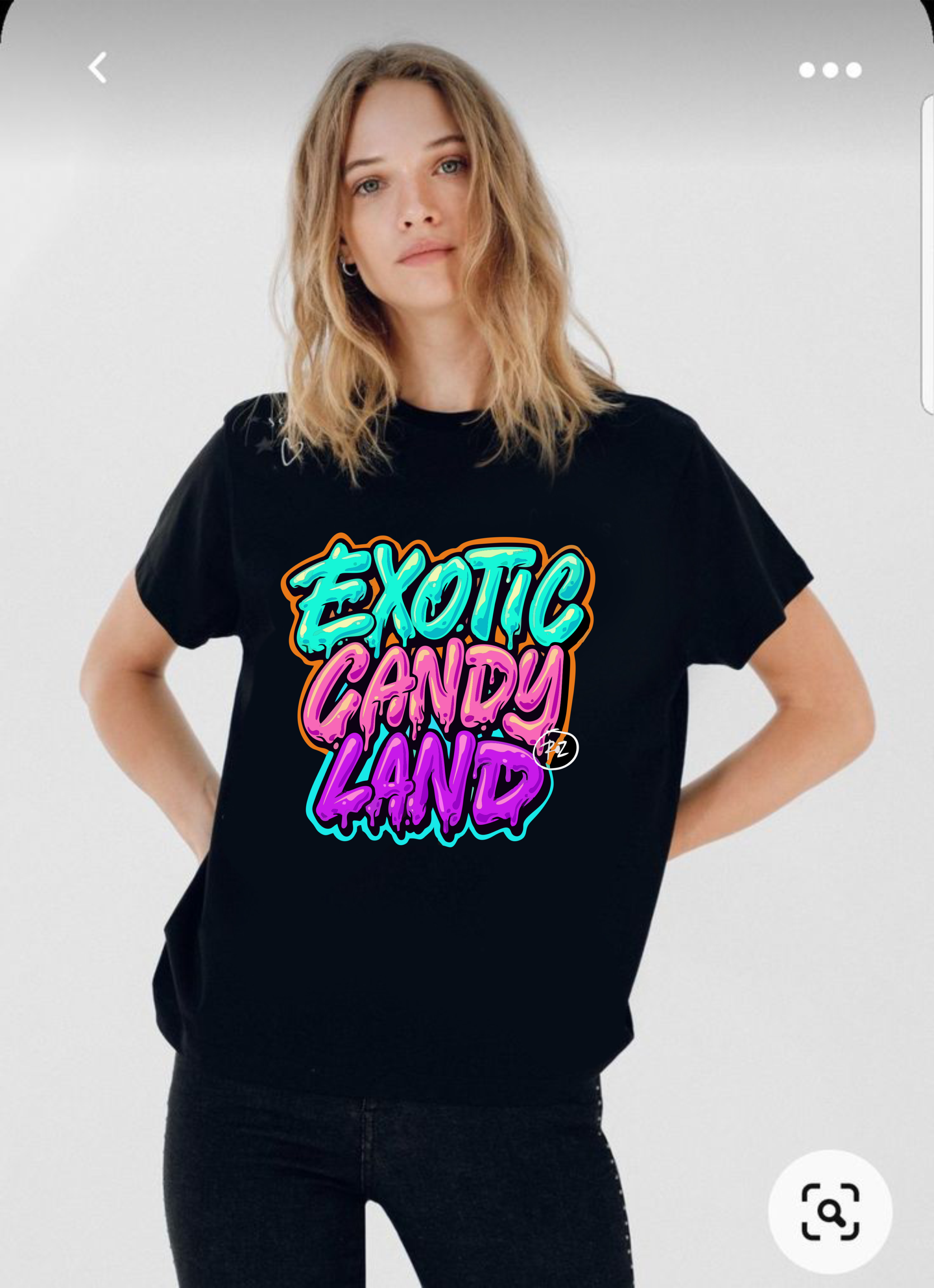 тениска Exotic Candy Land, дамска тениска с екзотична щампа, 100% памучна тениска, сладка тениска, ярка тениска