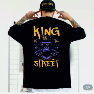мъжка тениска - King of the Street, тениска с кралски дизайн, тениска с DTF печат, тениска от 100% памук, удобна мъжка тениска