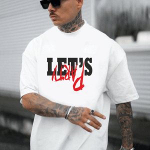 мъжка тениска - Let's Party, тениска с текст, тениска за парти, тениска с DTF печат, удобна мъжка тениска