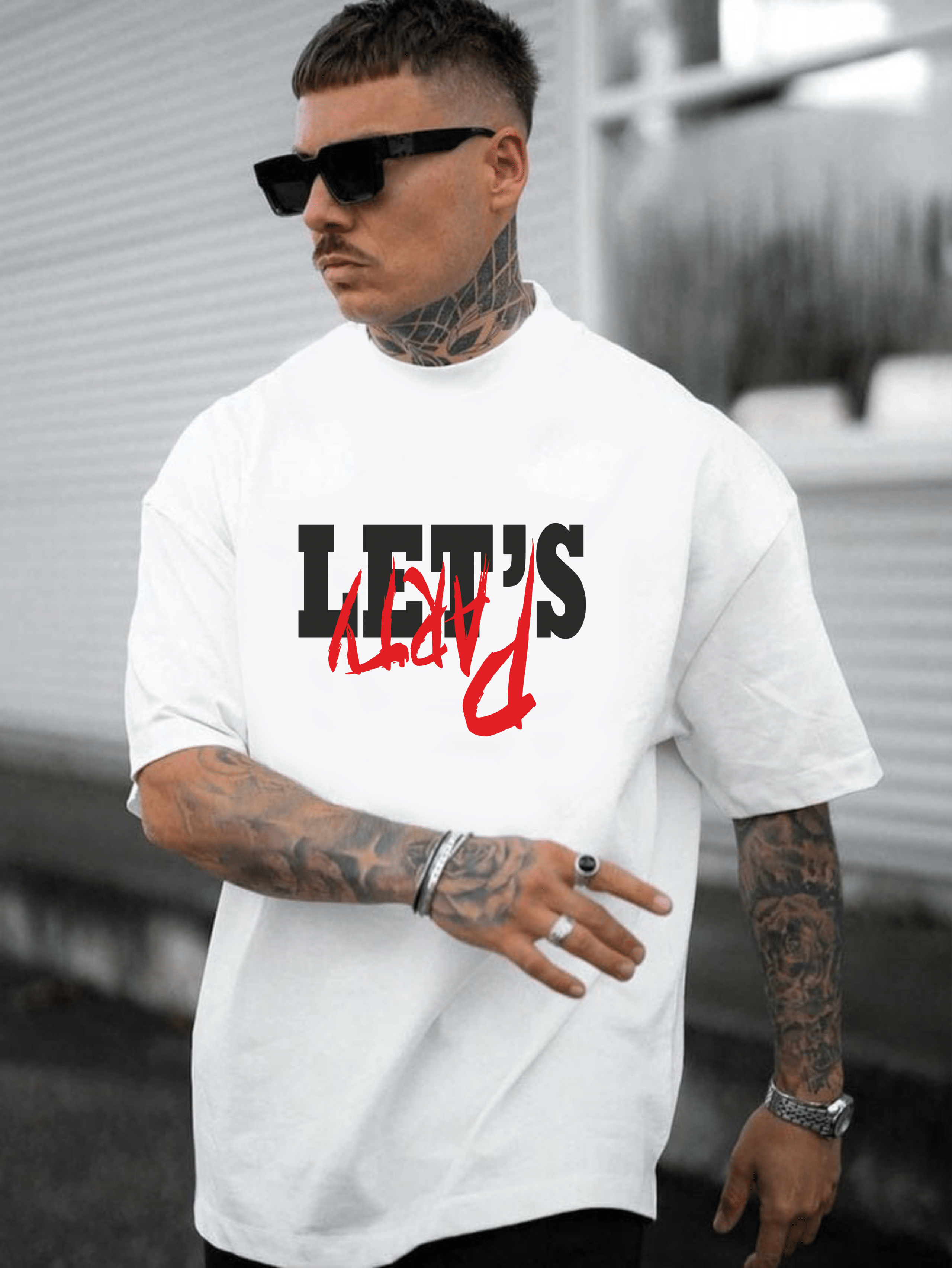 мъжка тениска - Let's Party, тениска с текст, тениска за парти, тениска с DTF печат, удобна мъжка тениска