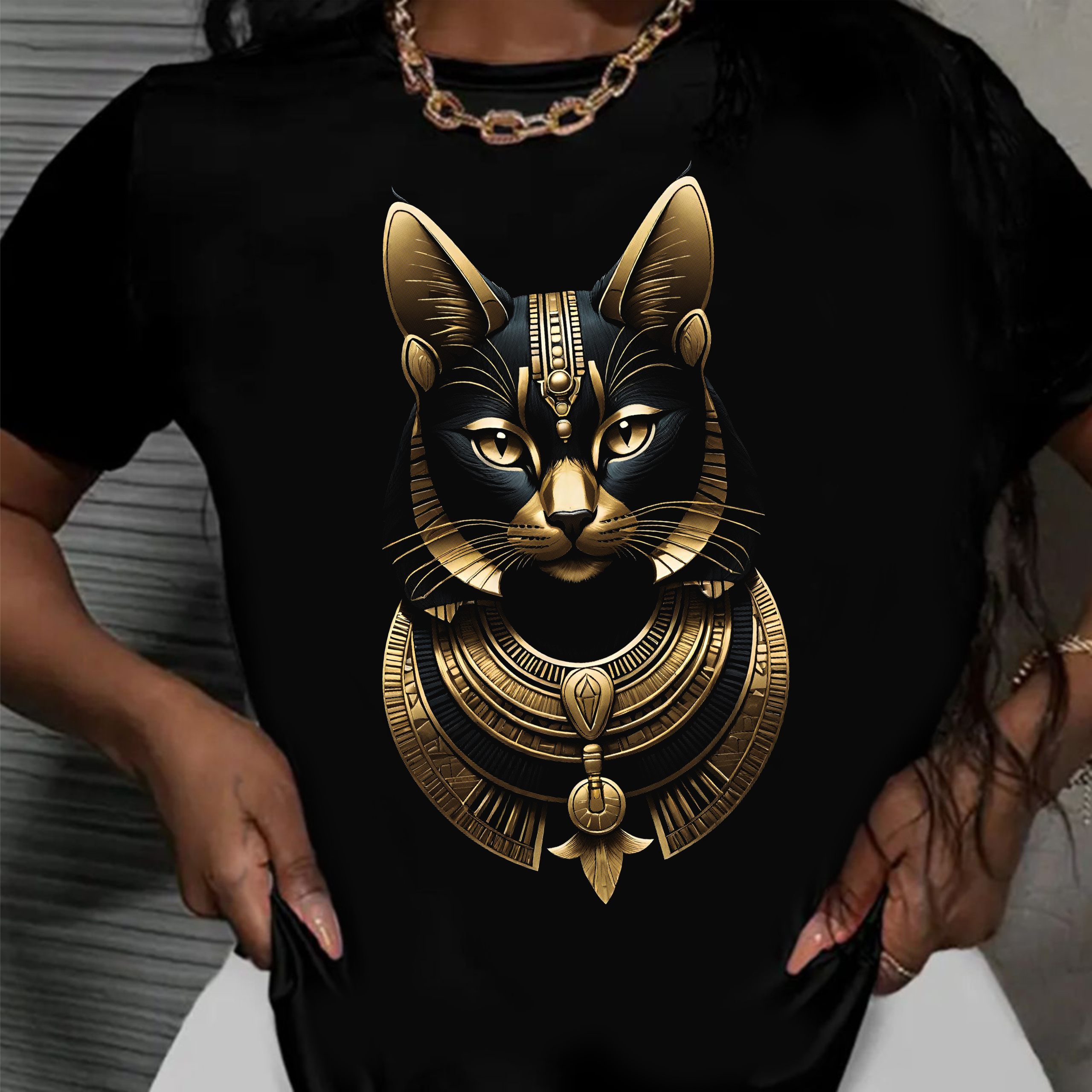 тениска Egyptian Cat God, дамска тениска с египетска котка, египетски бог, котешки принт, 100% памучна тениска, египетска митология