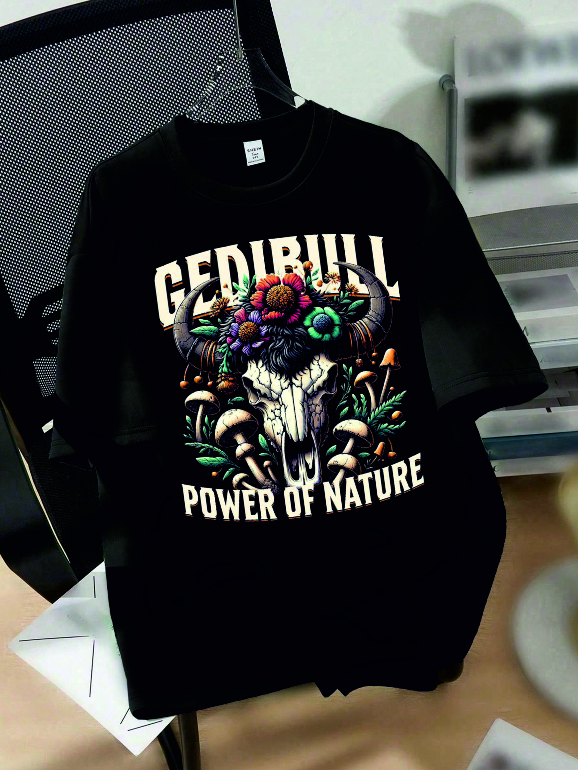 мъжка тениска - Gedibull Power of Nature, тениска с природен дизайн, тениска с DTF печат, тениска от 100% памук, удобна мъжка тениска