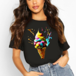 тениска Ice Cream, сладолед тениска, летна тениска, 100% памук, тениска с принт сладолед, летни тениски