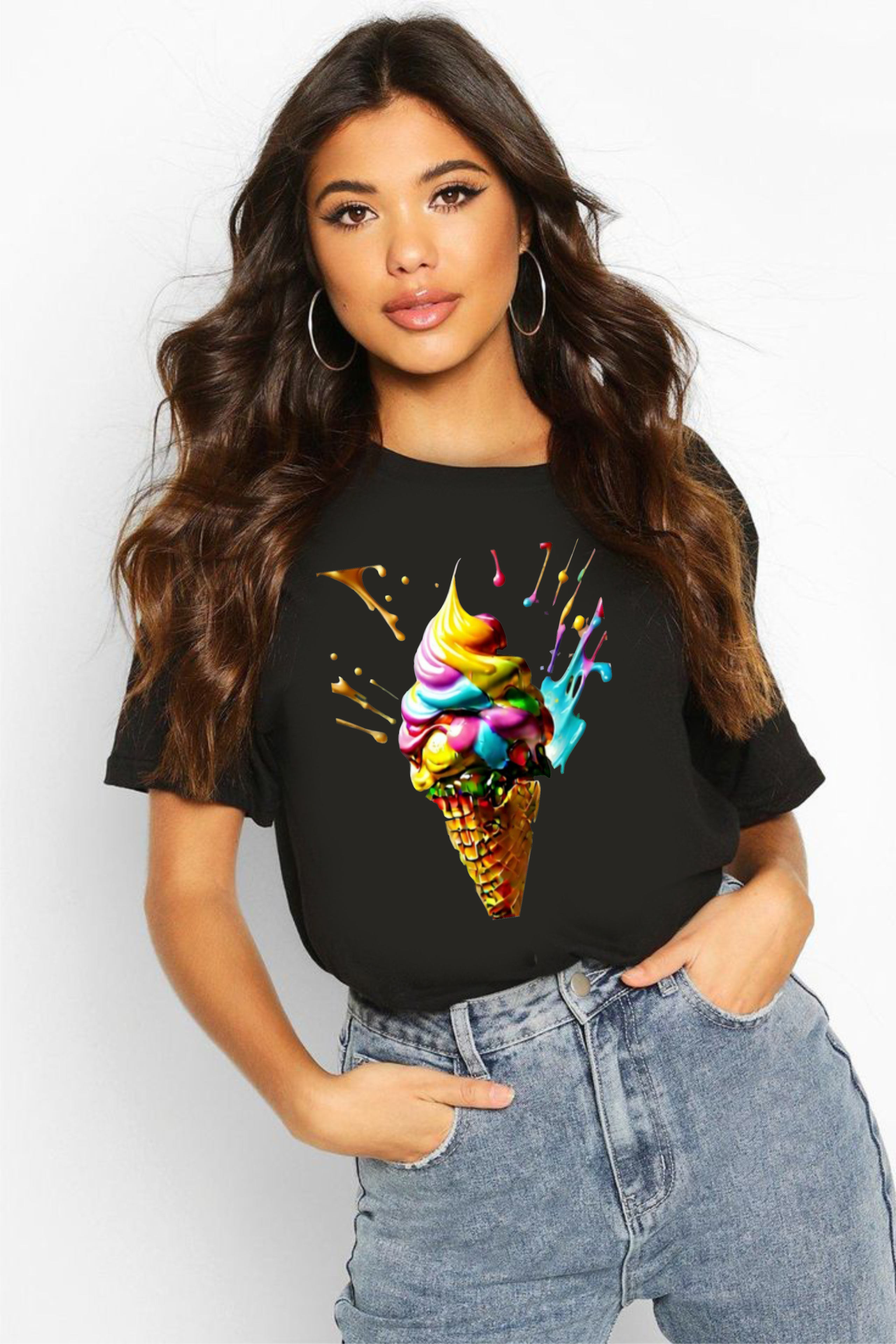 тениска Ice Cream, сладолед тениска, летна тениска, 100% памук, тениска с принт сладолед, летни тениски