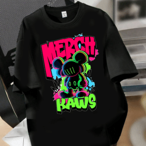 мъжка тениска - Merch KAWS, тениска с принт KAWS, тениска с DTF печат, мъжка тениска изкуство, тениска от 100% памук