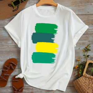 тениска Green Rainbow, зелена дъга, ярка тениска, тениска с дъга, цветна тениска, лятна тениска