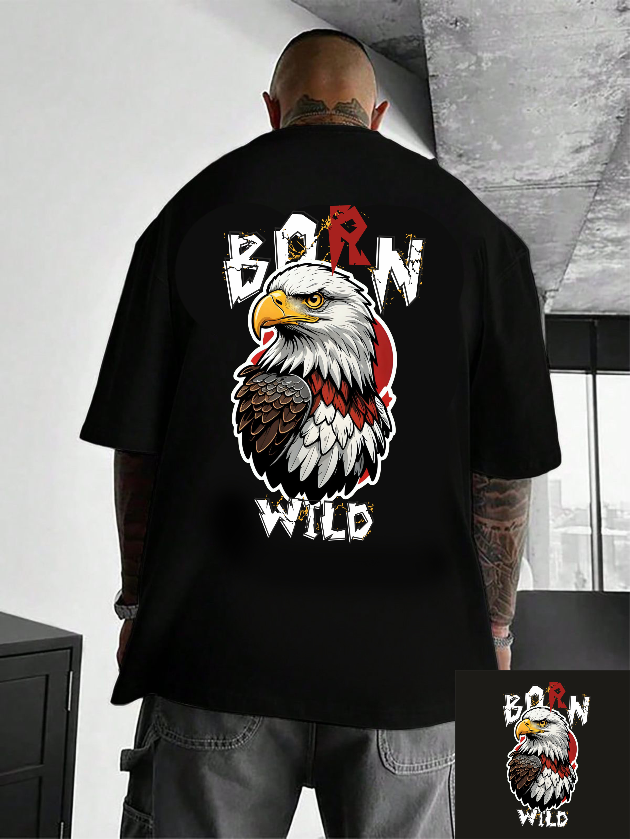 мъжка тениска - Born Wild, тениска с текст Born Wild, дива тениска, тениска с DTF печат, тениска от 100% памук