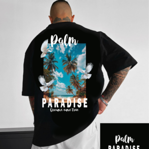 мъжка тениска - Palm Paradise, тениска с палмови дървета, екзотична тениска, тениска с DTF печат, тениска от 100% памук