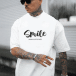 мъжка тениска - Smile Always Up to Date, тениска с усмивка, позитивна тениска, тениска с DTF печат, тениска от 100% памук