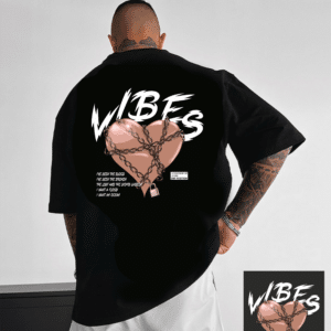 мъжка тениска - Vibes, тениска с позитивна щампа, тениска с DTF печат, тениска от 100% памук, модерна тениска