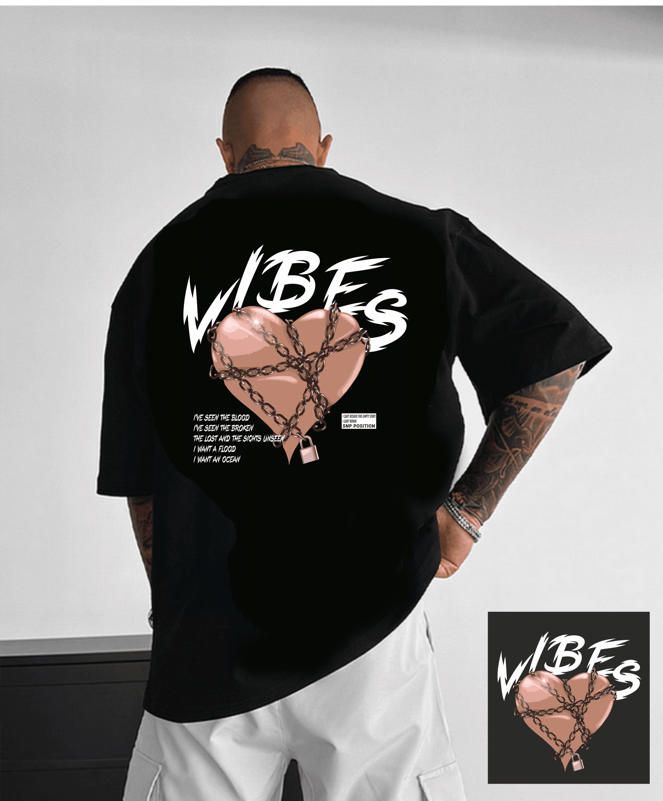 мъжка тениска - Vibes, тениска с позитивна щампа, тениска с DTF печат, тениска от 100% памук, модерна тениска