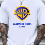 мъжка тениска - Warner Bros Games, тениска с Warner Bros логото, геймърска тениска, тениска с DTF печат, 100% памук