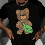 дамска тениска Knitted Bear, плетено мече, сладък принт, дамска тениска с животински дизайн, памучна тениска с DTF печат