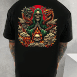 мъжка тениска Skull Print, тениска с череп, готик тениска, памучна тениска с череп, черна тениска с принт, рокерска тениска