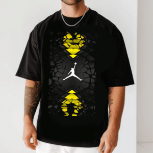 мъжка тениска Jordan, спортна тениска Jordan, баскетболна тениска, черна тениска с принт, тениска с надпис Jordan, памучна тениска DTF печат