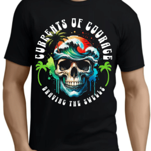 мъжка тениска Currents of Courage, тениска с принт Currents of Courage, вдъхновяваща тениска, памучна тениска с DTF печат, тениска за смели хора