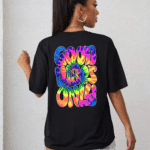 дамска тениска Good Vibes Only, тениска с позитивно послание, тениска с надпис, тениска с DTF печат, памучна дамска тениска