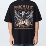 мъжка тениска Enigmatic, мистериозна тениска, черна тениска с принт, тениска с загадъчен дизайн, памучна тениска с DTF печат