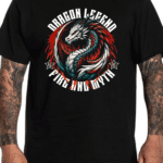 мъжка тениска Dragon Legend, тениска с дракон, тениска с DTF печат, митологична тениска, памучна мъжка тениска