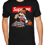 мъжка тениска Supreme, тениска с надпис Supreme, стилна тениска за мъже, черна тениска с принт, памучна тениска с DTF печат