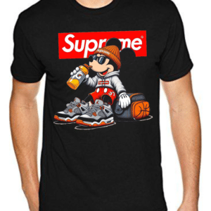 мъжка тениска Supreme, тениска с надпис Supreme, стилна тениска за мъже, черна тениска с принт, памучна тениска с DTF печат