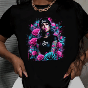 дамска тениска Jenn, стилна дамска тениска, модерна визия, елегантен дизайн, памучна тениска с DTF печат